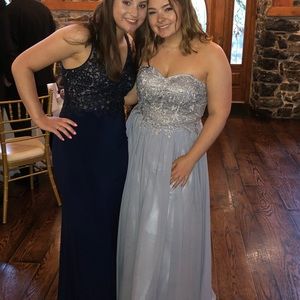beautiful silver/blue prom dress! only worn once.